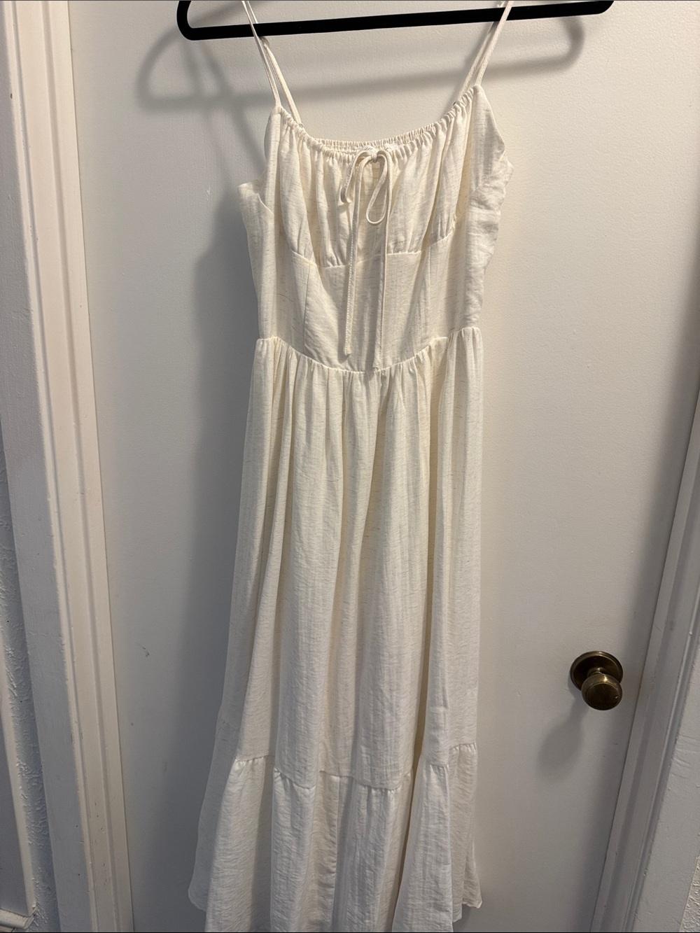 All in Favor Cream Spaghetti-Strap Maxi Dress